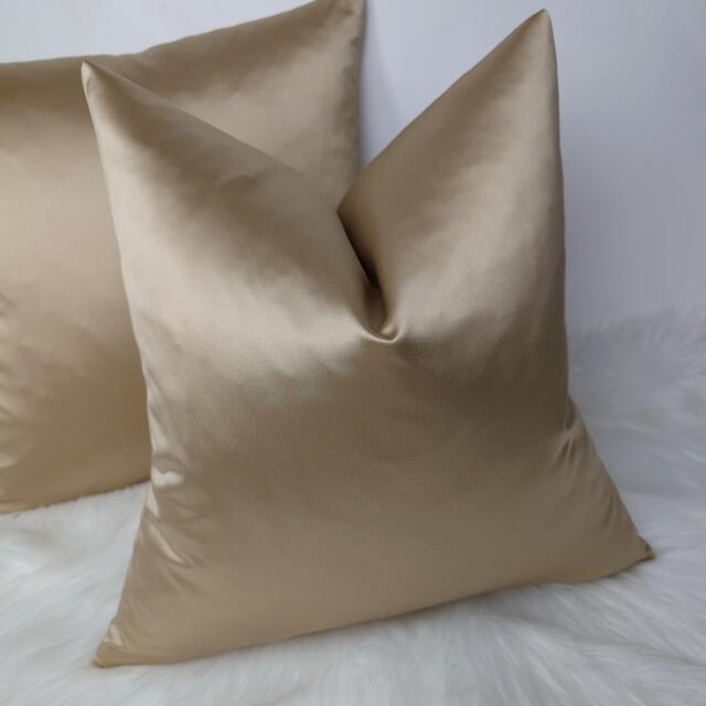Elegance Sandy Champagne Gold Luxury Plain Cotton Satin Cushion Cover Modern Sofa Bed Pillow Accent Home Decor Large Pillow Throw/Sham - image 1