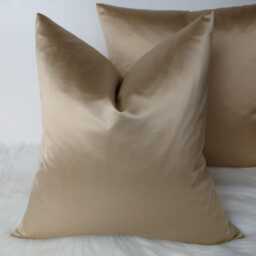 Elegance Sandy Champagne Gold Luxury Plain Cotton Satin Cushion Cover Modern Sofa Bed Pillow Accent Home Decor Large Pillow Throw/Sham - thumbnail 2