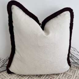 style No. 182 - Luxury Ivory Bobble Scatter Cushion Fringed in Chocolate Brown, Cushion, Sofa Set, Handcrafted By The Couture Cushion - thumbnail 3