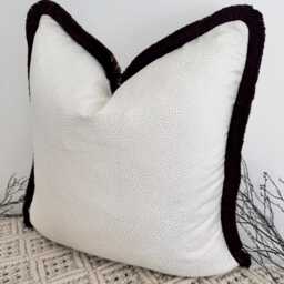 style No. 182 - Luxury Ivory Bobble Scatter Cushion Fringed in Chocolate Brown, Cushion, Sofa Set, Handcrafted By The Couture Cushion - thumbnail 2