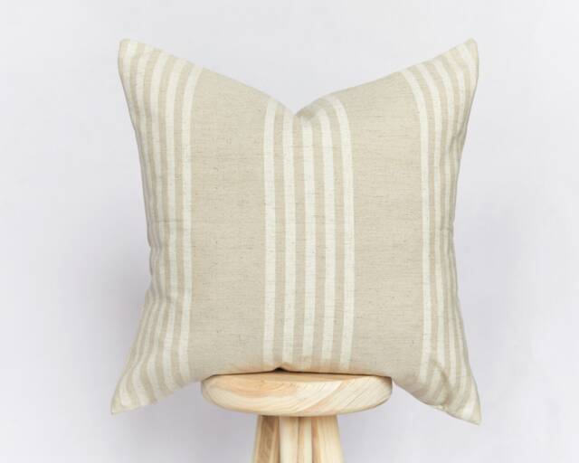 Beige Striped Cushion Cover Farmhouse Decor - 45x45cm - image 1