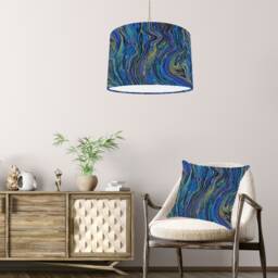 Marble Effect Cushions, Blue & Gold Cushion Covers, Burnt Orange Cover, Statement Home Decor, Matching With Lampshades - thumbnail 4