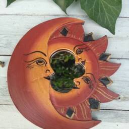 Mirror Red Sun & Moon Wooden 15 cm - thumbnail 3