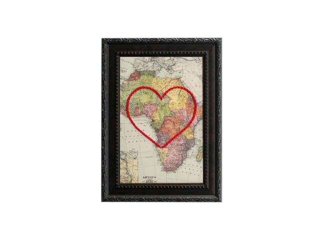 Africa Heart Map, Framed Wall Art, Personalized Anniversary Gift, Custom Engagement Gift For Her, Valentines Day For Him - image 1