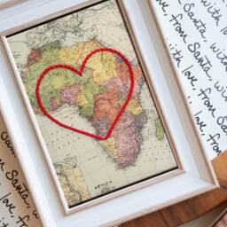 Africa Heart Map, Framed Wall Art, Personalized Anniversary Gift, Custom Engagement Gift For Her, Valentines Day For Him - thumbnail 3