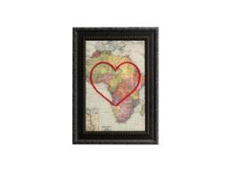 Africa Heart Map, Framed Wall Art, Personalized Anniversary Gift, Custom Engagement Gift For Her, Valentines Day For Him - thumbnail 1