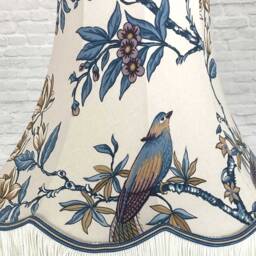 White & Blue Traditional Lampshade, Retro Vintage Ceiling Table Bird Pattern Light Shade - thumbnail 2