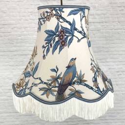 White & Blue Traditional Lampshade, Retro Vintage Ceiling Table Bird Pattern Light Shade - thumbnail 3