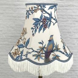 White & Blue Traditional Lampshade, Retro Vintage Ceiling Table Bird Pattern Light Shade - thumbnail 4