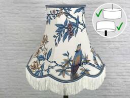 White & Blue Traditional Lampshade, Retro Vintage Ceiling Table Bird Pattern Light Shade - thumbnail 1
