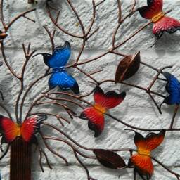 Metal Butterfly Wall Art Ornament - Tree Multicoloured - thumbnail 2