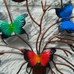 Metal Butterfly Wall Art Ornament - Tree Multicoloured - thumbnail 3