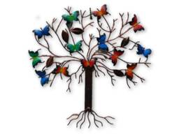 Metal Butterfly Wall Art Ornament - Tree Multicoloured - thumbnail 1