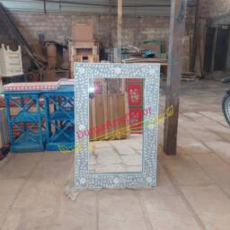 Mother Of Pearl Inlay Light Grey Mirror Frame With Complimentary - thumbnail 2
