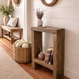 Rustic Solid Wooden Handmade Side Table, Farmhouse Bedside, Hallway Table - thumbnail 2