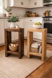 Rustic Solid Wooden Handmade Side Table, Farmhouse Bedside, Hallway Table
