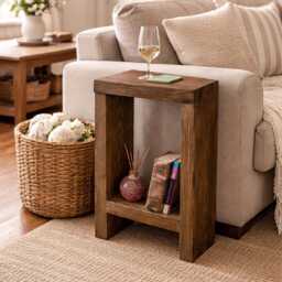 Rustic Solid Wooden Handmade Side Table, Farmhouse Bedside, Hallway Table - thumbnail 3