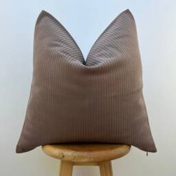 Taupe Velvet Striped Pillow Cover Neutral Farmhouse Decor, Euro Sham, Lumbar - Duties Paid Usa - thumbnail 2