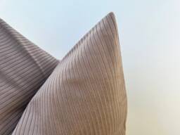 Taupe Velvet Striped Pillow Cover Neutral Farmhouse Decor, Euro Sham, Lumbar - Duties Paid Usa - thumbnail 1