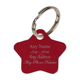 Personalised Engraved Star Shaped Pet Tag, Red, Great For Any