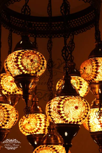 9 Ball Turkish Sultan Mosaic Chandelier Multi-Color - image 1