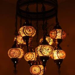 9 Ball Turkish Sultan Mosaic Chandelier Multi-Color - thumbnail 3