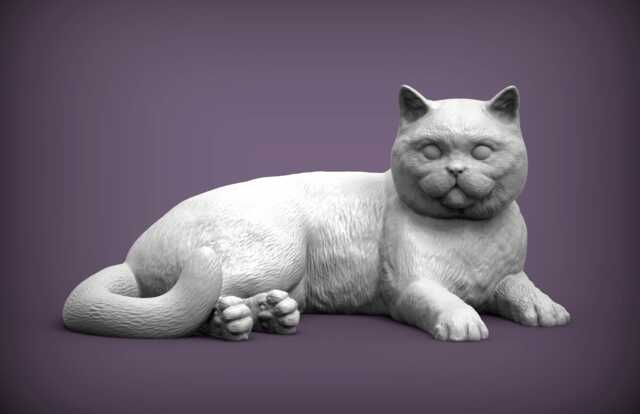 British Shorthair Cat Lying Down-3D Printed - For Cat Lovers, Ornament, Memorial, Gift - image 1