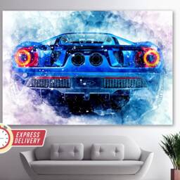 Ford Wall Art, Gt Canvas Print, Sport Car Canvas, Decor, Photo, Fan Gift, Paintings - thumbnail 3