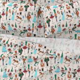 Christmas Sheets - Nutcracker Red Green By Caroline_Bonne_Muller Festive Holiday Mouse King Cotton Sateen Sheet Set Bedding Spoonflower - thumbnail 3