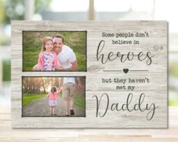 Custom Daddy Photo Frame Gift Woodblock, Hero From Children, 1st Fathers Day Gift, Personalised New Dad