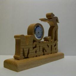 Personalized Solid Oak Billiard Player Desk Clock - thumbnail 2