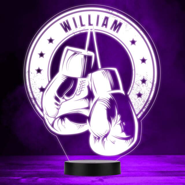Boxing Gloves & Stars Boxer Sports Fan Personalised Colour Changing Night Light - image 1