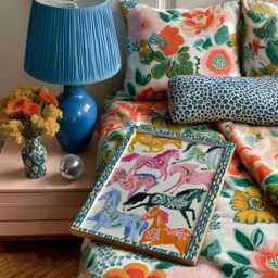 Colorful Horse Print Playful Pony Floral Wall Art - thumbnail 2