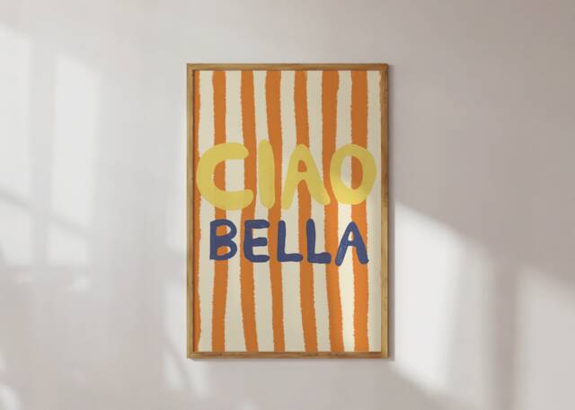 Poster Ciao Bella Art Print/Quote Italy Summer Typographic Poster Modern - image 1
