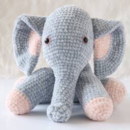 Crochet Elephant, New Baby Gift, Safari Nursery Decor, Coming Home Elephant Stuffed Animal, Custom Gift Idea For Twins - thumbnail 2