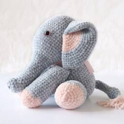 Crochet Elephant, New Baby Gift, Safari Nursery Decor, Coming Home Elephant Stuffed Animal, Custom Gift Idea For Twins - thumbnail 4