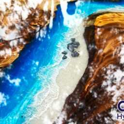 Custom Blue Ocean Live Edge Resin Dining Table Reclaimed Wood - thumbnail 3