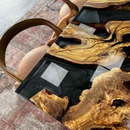 Live Edge Olive Wood Resin Dining Table Custom Epoxy River Table - thumbnail 4