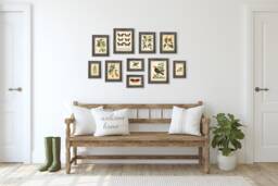 Mix Set Of 10 Vintage Botanical Prints, Poster, Flower Butterfly Sunflower Leaf Bird Prints Green Orange Red Yellow - thumbnail 1
