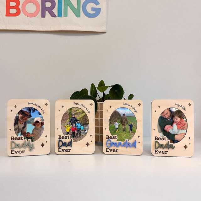 Personalised Father's Day Photo Frame - Fathers Magnet Birthday Gift Standing Best Dad Ever - image 1