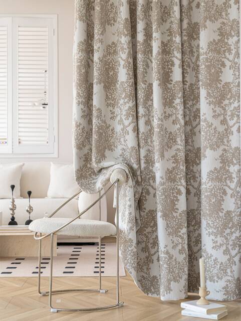 Earl Blackout Curtain With Lace Trim, 2 Colors, Floral Room Darkening Curtain, Custom For Bedroom & Livingroom, 1Pc - image 1