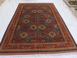 Hand Knotted Afghan Wool Rug Traditional Floral Carpet, 9.8x6.3 Ft