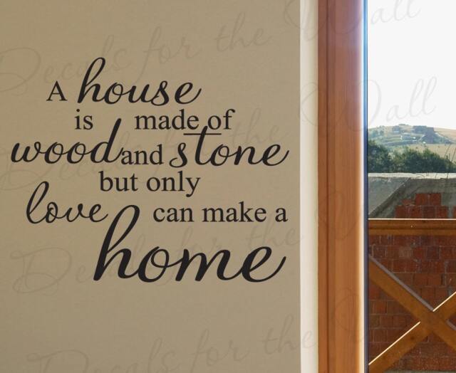 A House Made Wood & Stone Love Makes Home Inspirational Family Adhesive Vinyl Decor Art Quote Decal Wall Decoration Lettering Sticker J11 - image 1
