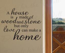 A House Made Wood & Stone Love Makes Home Inspirational Family Adhesive Vinyl Decor Art Quote Decal Wall Decoration Lettering Sticker J11 - thumbnail 1