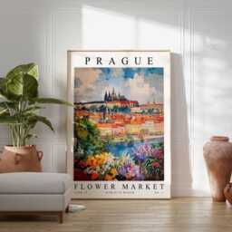 Prague Flower Market Poster Czech Republic Floral Wall Art - thumbnail 2