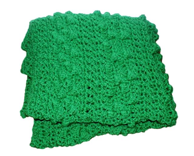 Handmade Crochet Baby Blanket, Green Afghan, Shower Gift - image 1