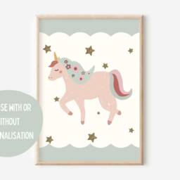 Unicorn & Stars Print. Perfect For A Unicorn Princess Themed Girls Room, Playroom Or Nursery - Print Only - thumbnail 2