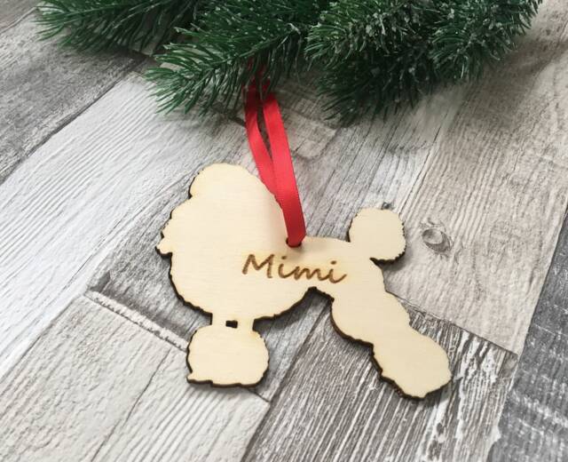 Personalized Poodle Christmas Ornament Laser Cut Wooden Xmas Decor - image 1
