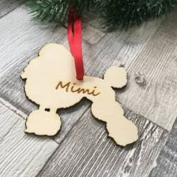 Personalized Poodle Christmas Ornament Laser Cut Wooden Xmas Decor - thumbnail 2