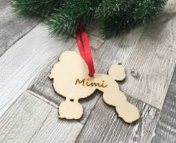 Personalized Poodle Christmas Ornament Laser Cut Wooden Xmas Decor - thumbnail 1